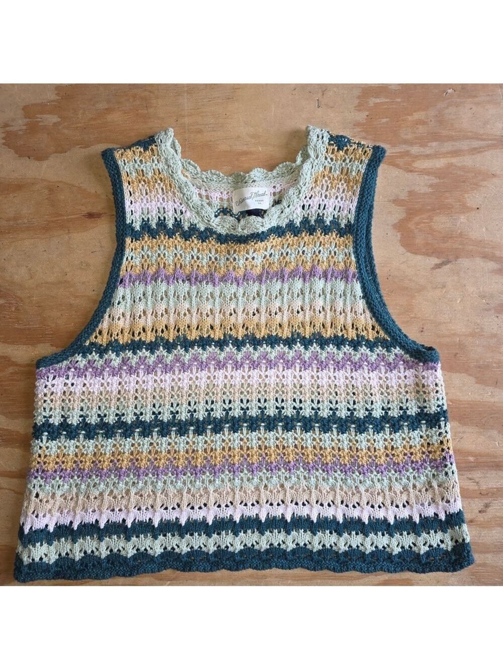 Universal Thread Crochet Tank Top Large Striped #TK1 - Picture 3 of 7